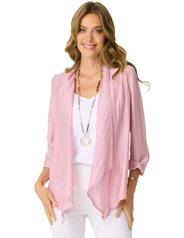 Casino 3/4 Sleeve Waterfall Jacket in Pink