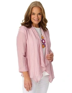 Casino 3/4 Sleeve Waterfall Jacket in Pink