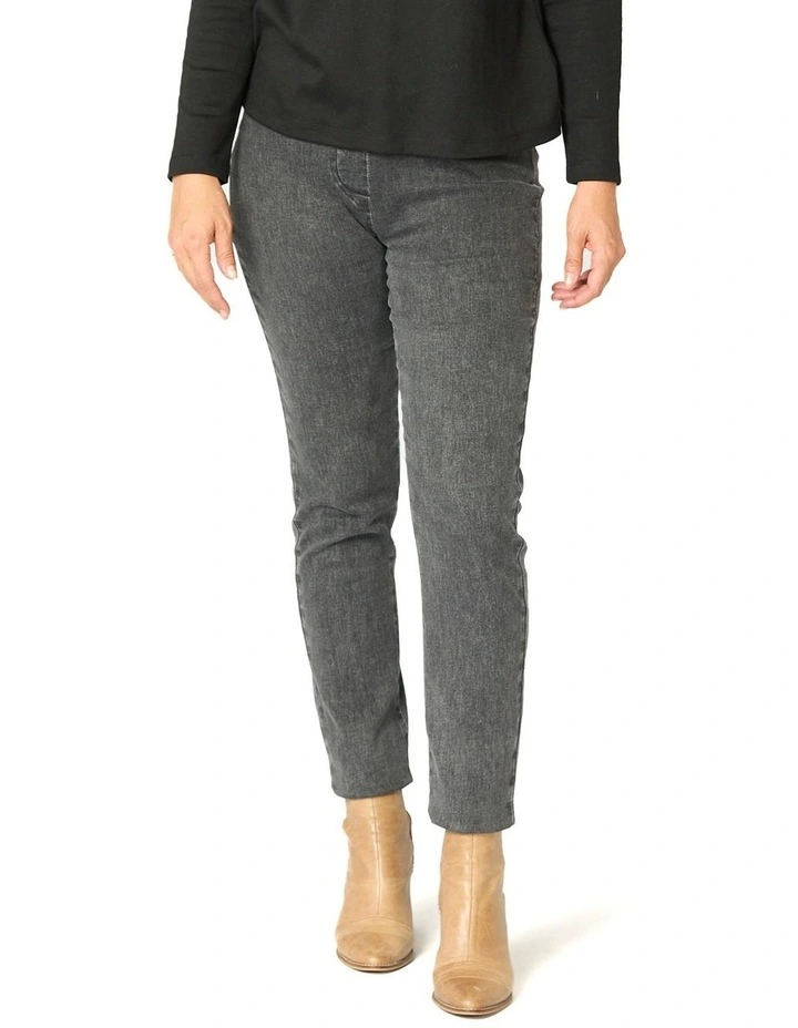 Suzy Stretch Long Pull On Jeans in Black image 1