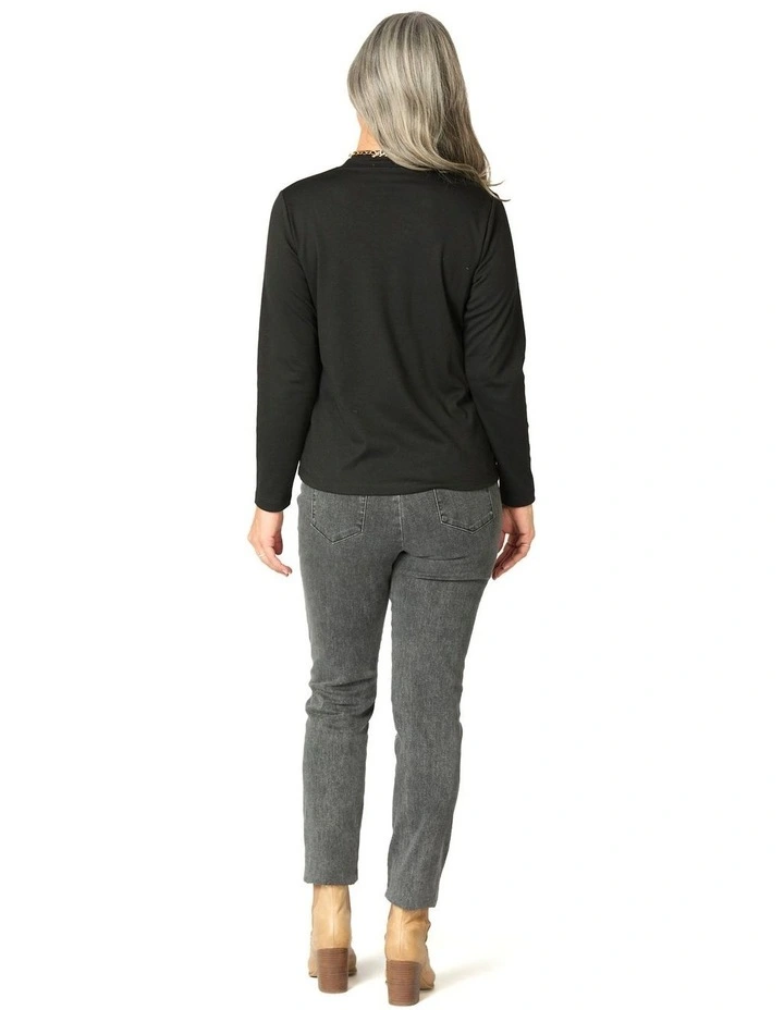Suzy Stretch Long Pull On Jeans in Black image 2