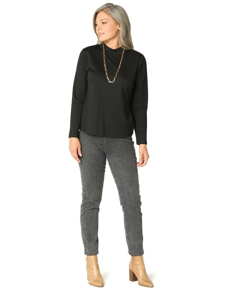 Suzy Stretch Long Pull On Jeans in Black image 4