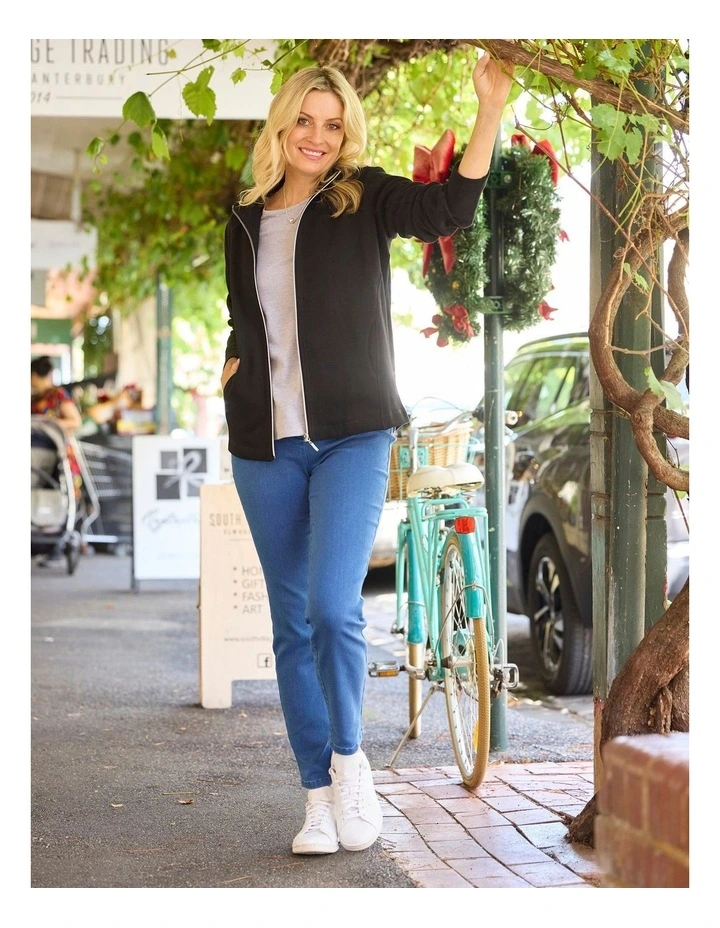 Haven French Rib Zip Up Jacket in Black image 6