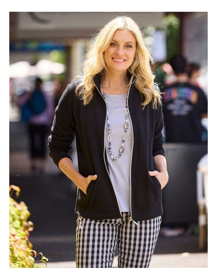 Haven French Rib Zip Up Jacket in Black image 7