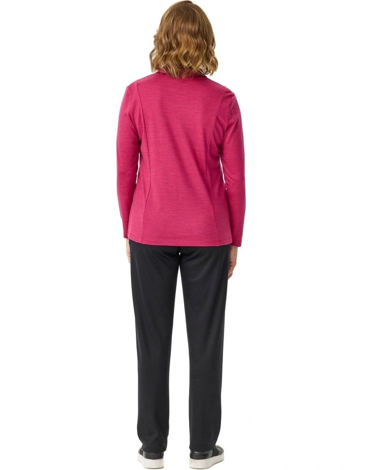 Hedrena Zip Polo Long Sleeve Top in Sangria image 2