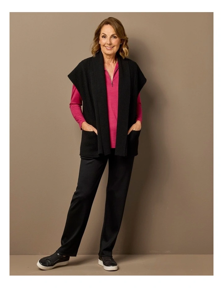 Hedrena Zip Polo Long Sleeve Top in Sangria image 7