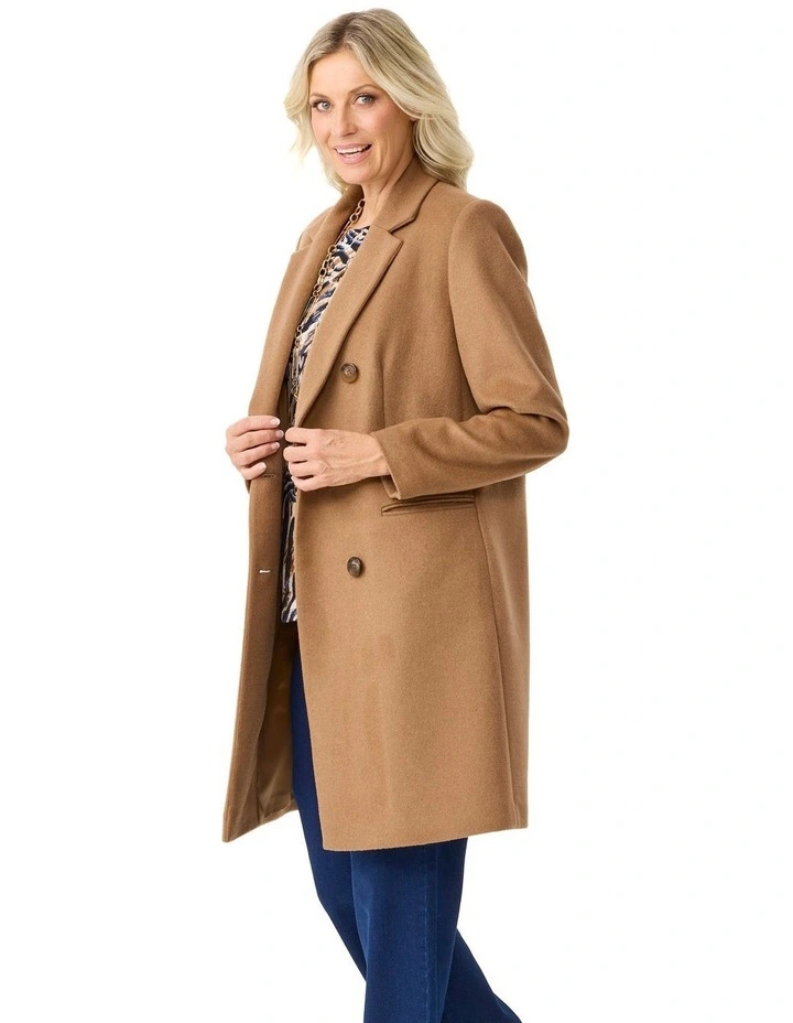 Zarina Double Breasted Coat in Caramel image 3
