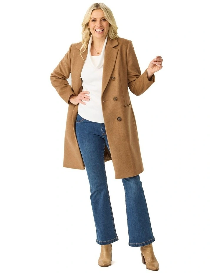 Zarina Double Breasted Coat in Caramel image 4