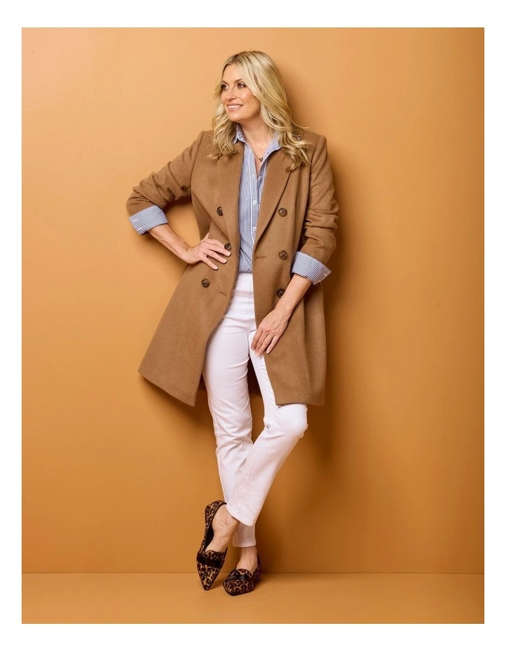 Zarina Double Breasted Coat in Caramel image 5