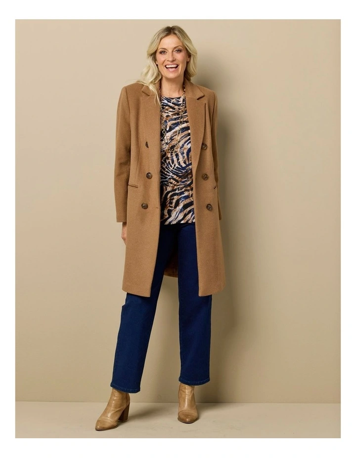 Zarina Double Breasted Coat in Caramel image 6