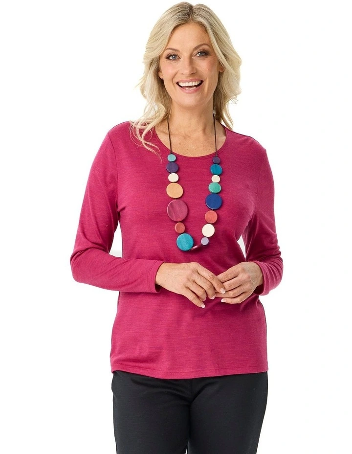 Hedrena Classic Long Sleeve Tee in Sangria image 1