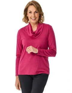 Hedrena Cowl Neck Long Sleeve Top in Sangria