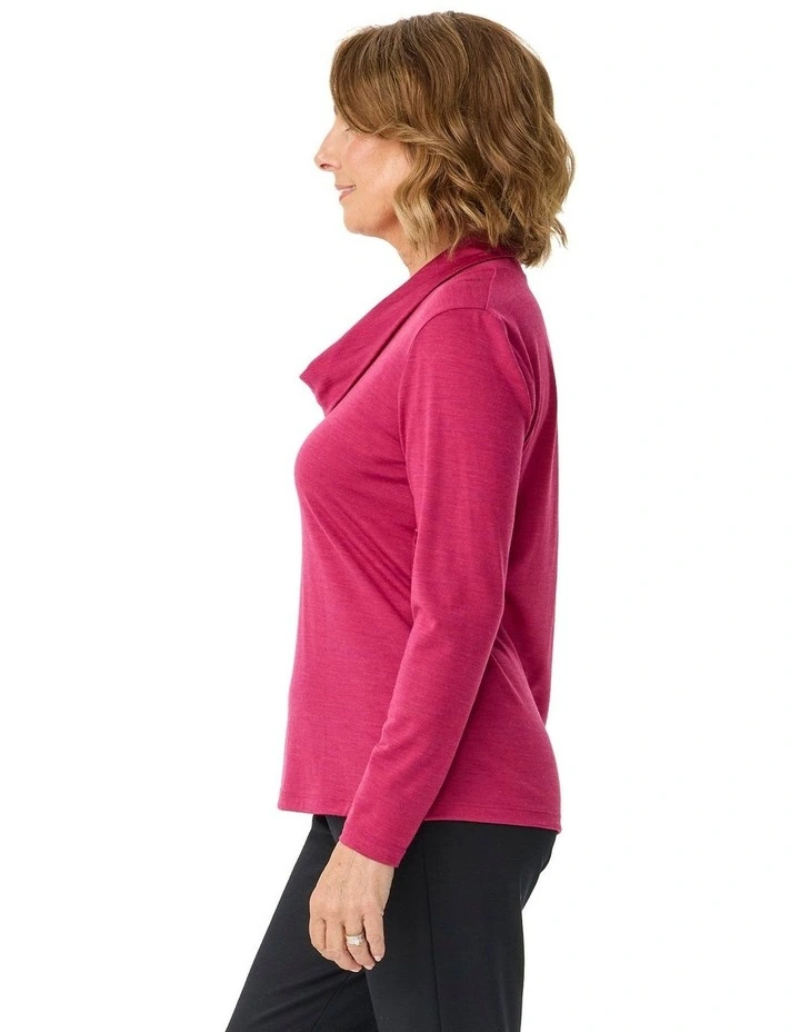 Hedrena Cowl Neck Long Sleeve Top in Sangria image 3