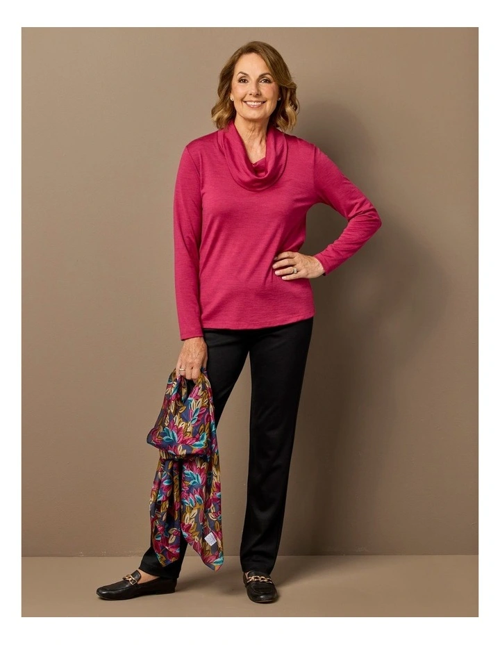 Hedrena Cowl Neck Long Sleeve Top in Sangria image 6