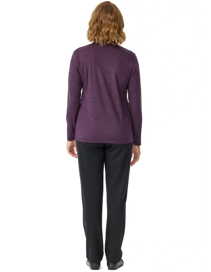 Hedrena Cowl Neck Long Sleeve Top in Raisin image 2