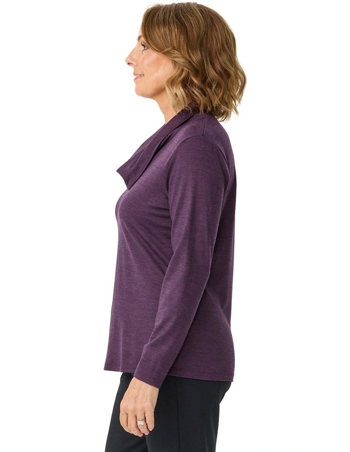 Hedrena Cowl Neck Long Sleeve Top in Raisin image 3
