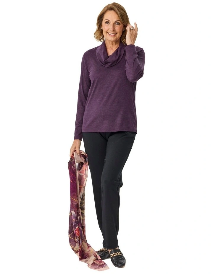 Hedrena Cowl Neck Long Sleeve Top in Raisin image 5