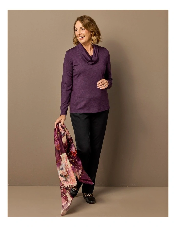 Hedrena Cowl Neck Long Sleeve Top in Raisin image 6