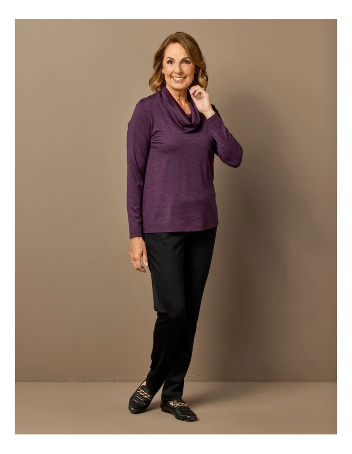 Hedrena Cowl Neck Long Sleeve Top in Raisin image 7
