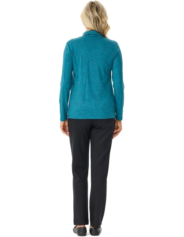 Hedrena Cowl Neck Long Sleeve Top in Ocean image 2