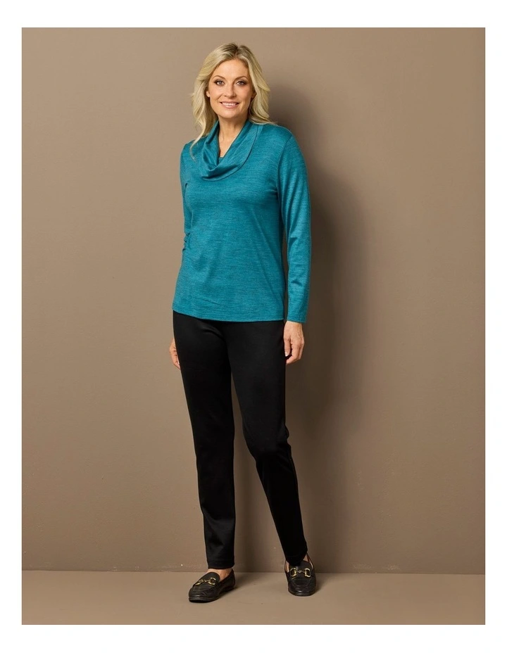 Hedrena Cowl Neck Long Sleeve Top in Ocean image 6