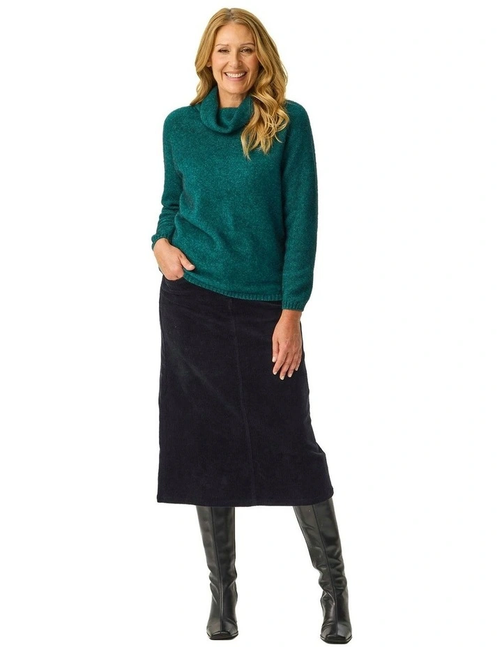 Possum Moss Stitch Cowl Sweater in Green image 4