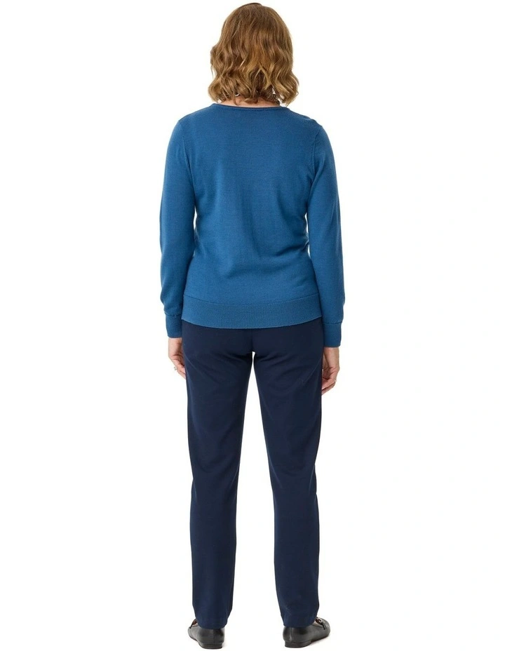 Melanie Merino Wool Crew Neck Sweater in Grey image 2