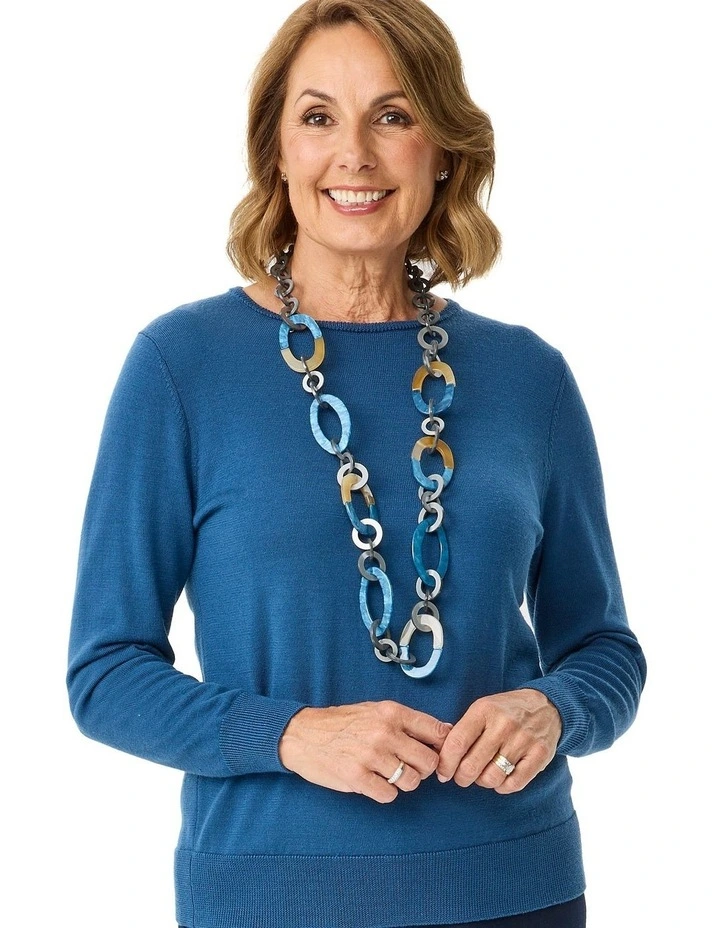 Melanie Merino Wool Crew Neck Sweater in Grey image 4