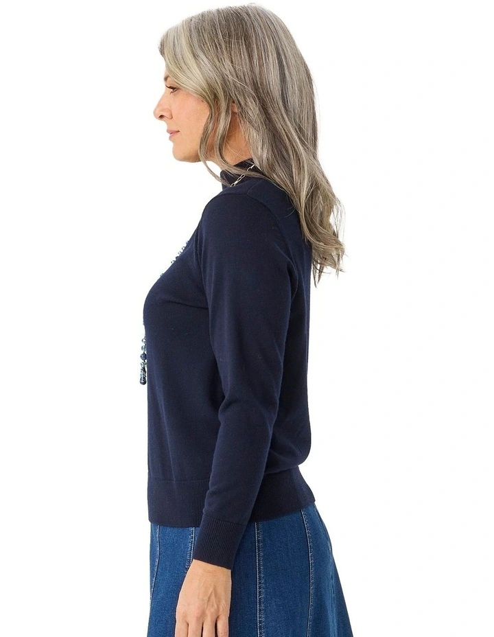 Viola Turtle Neck Sweater in Navy image 3