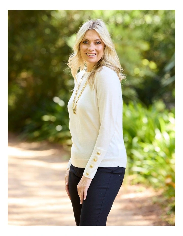 Potts Point Button Cuff Sweater in Ivory image 6