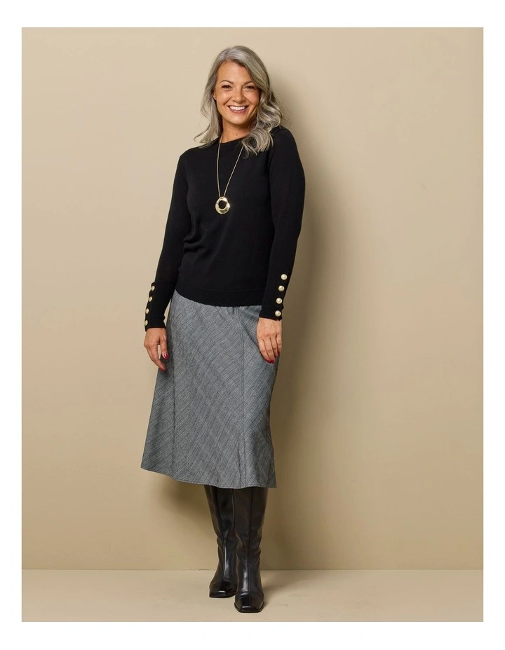Potts Point Button Sleeve Sweater in Black image 6