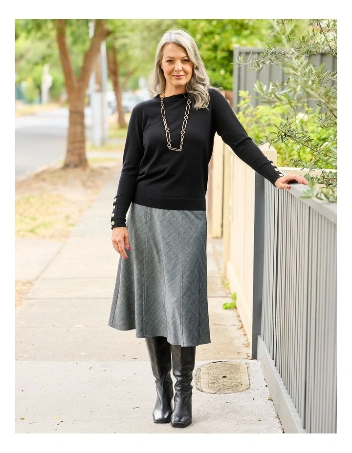 Potts Point Button Sleeve Sweater in Black image 7
