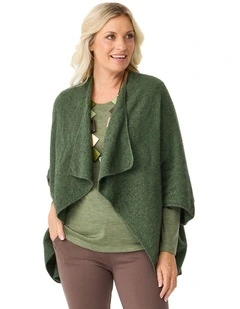 Possum Moss Stitch Longline Wrap in Green