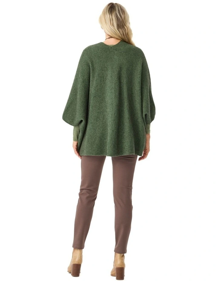 Possum Moss Stitch Longline Wrap in Green image 2