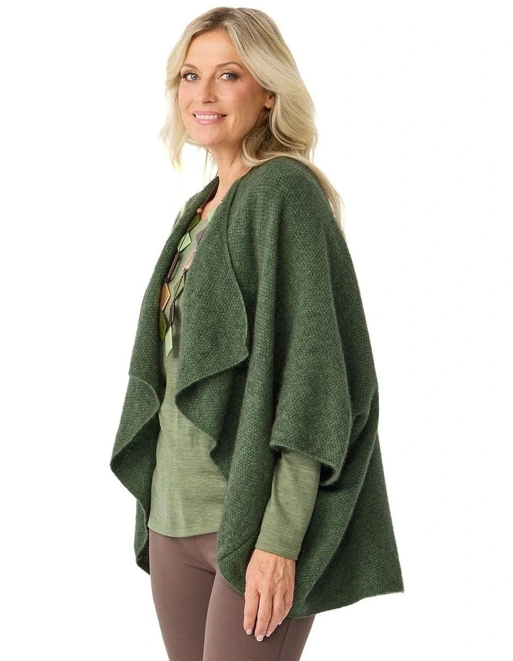 Possum Moss Stitch Longline Wrap in Green image 3