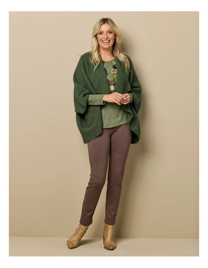 Possum Moss Stitch Longline Wrap in Green image 5