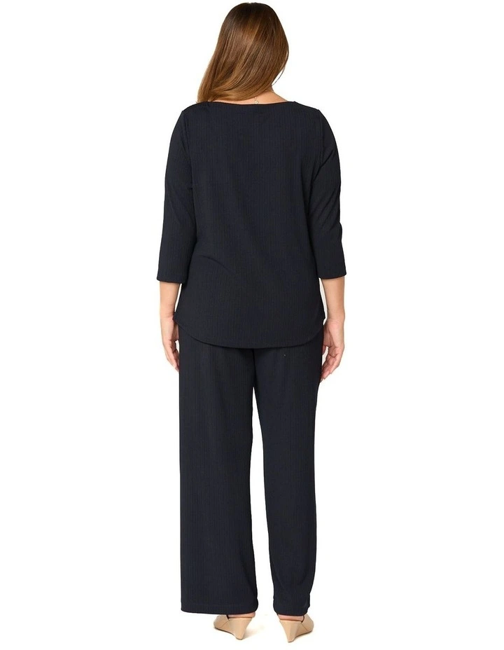 Tempest Boat Neck 3/4 Sleeve Top in Black image 2