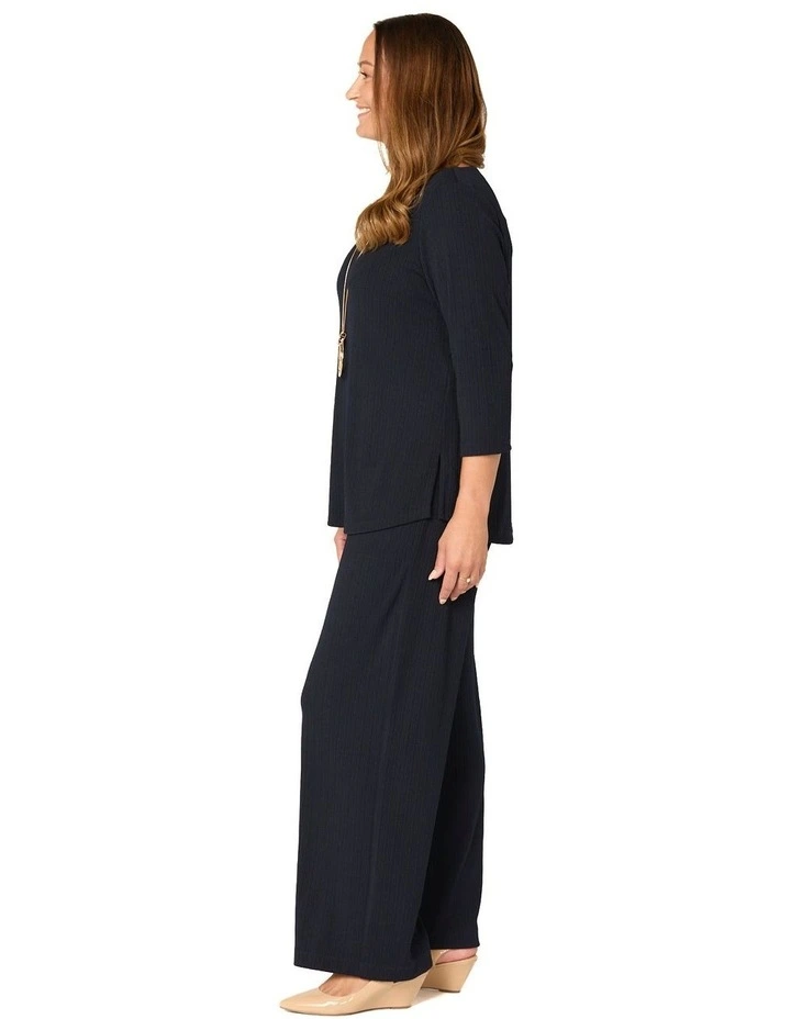 Tempest Boat Neck 3/4 Sleeve Top in Black image 3