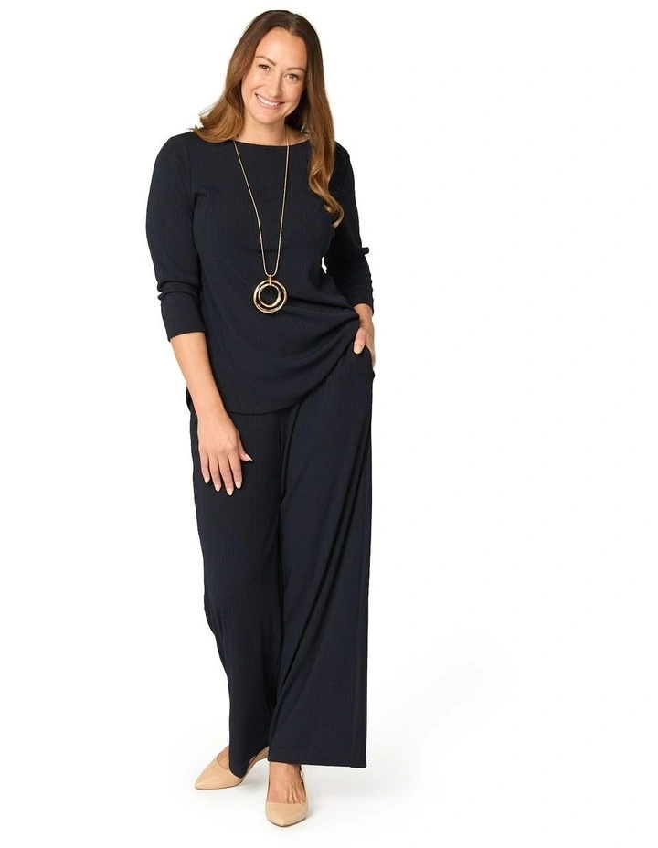 Tempest Boat Neck 3/4 Sleeve Top in Black image 4