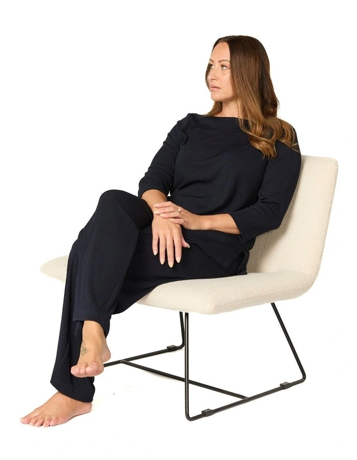 Tempest Boat Neck 3/4 Sleeve Top in Black image 4