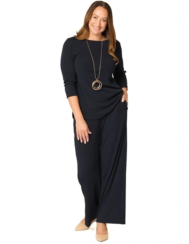 Tempest Boat Neck 3/4 Sleeve Top in Black image 6