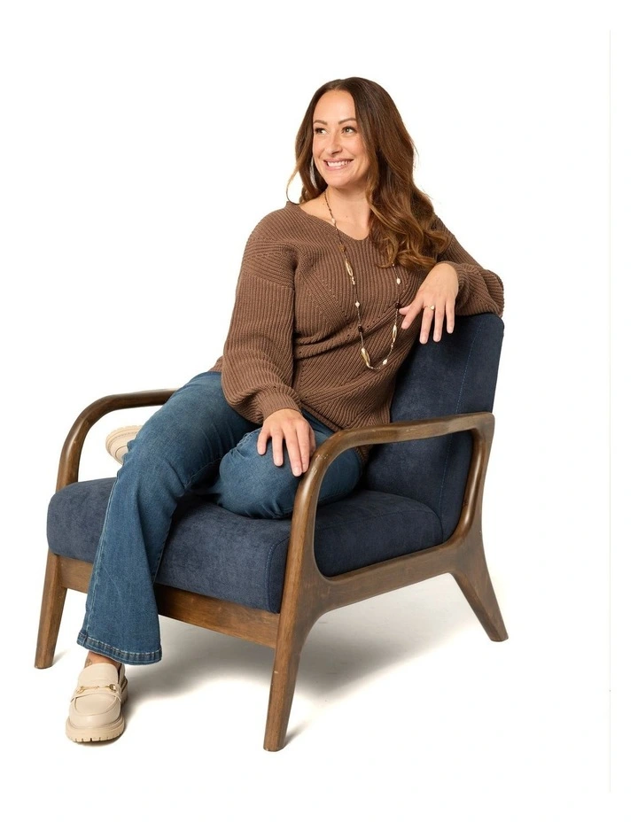 Elodie V-Neck Sweater in Brown image 7