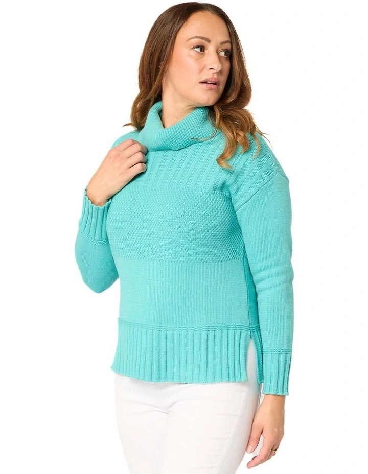 Annalise Rib Panel Jumper in Blue image 1