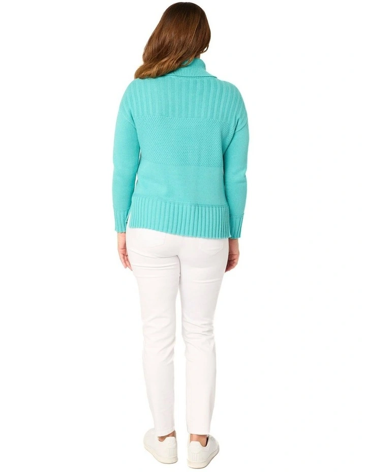 Annalise Rib Panel Jumper in Blue image 2