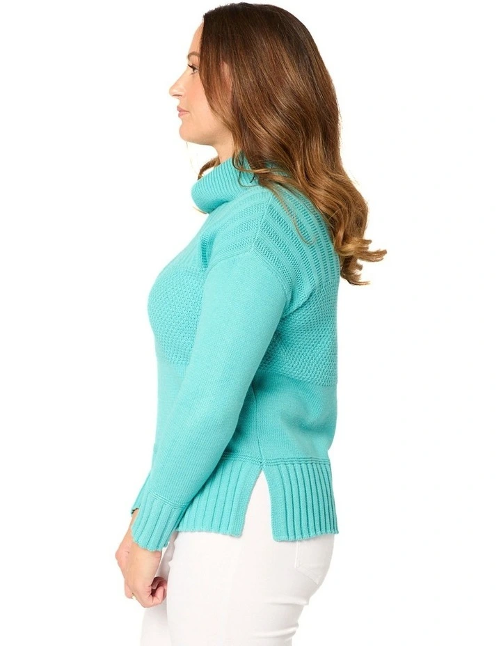 Annalise Rib Panel Jumper in Blue image 3