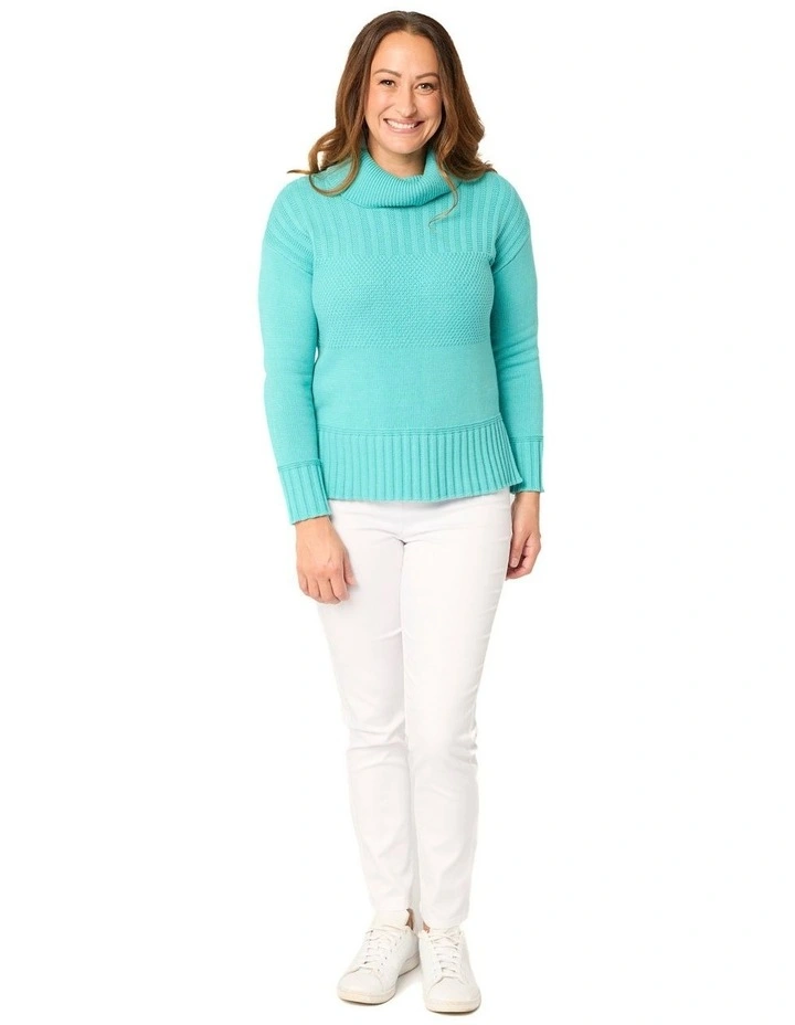 Annalise Rib Panel Jumper in Blue image 4