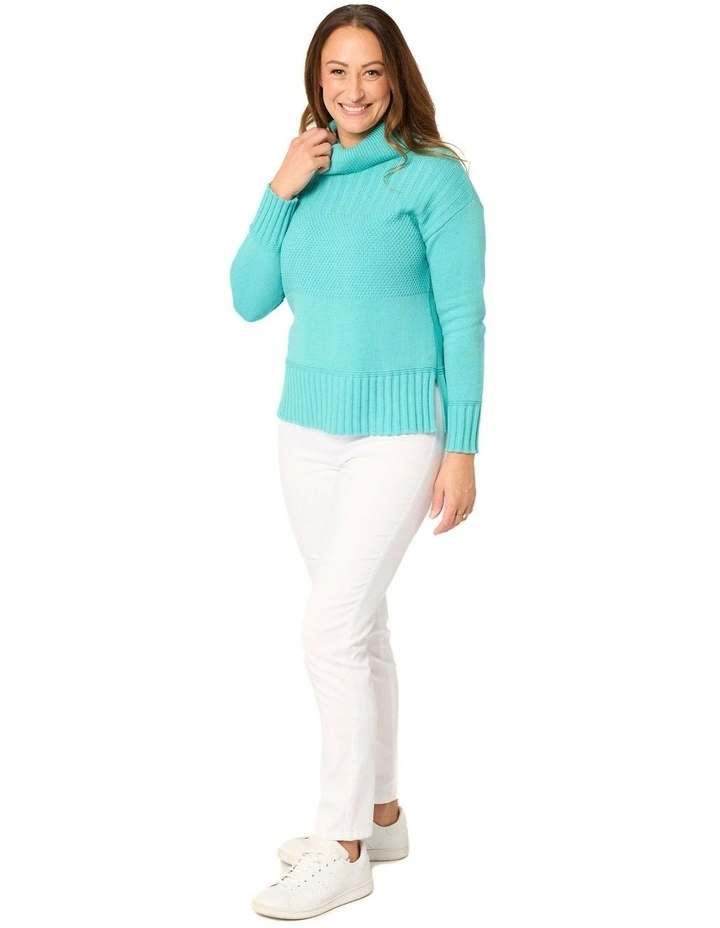 Annalise Rib Panel Jumper in Blue image 6