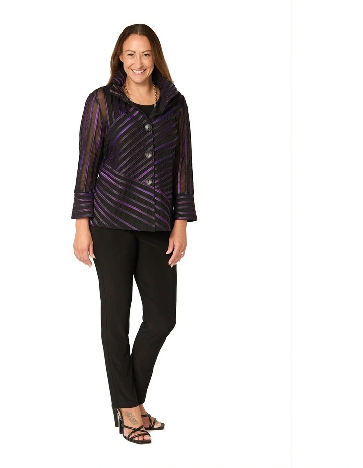 Raven Ribbon Mesh Button Up Jacket in Black image 4