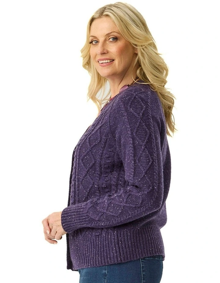 Gregory Short Button Cardigan in Purple image 3