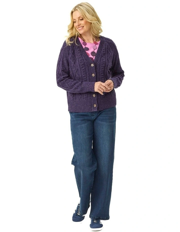 Gregory Short Button Cardigan in Purple image 4