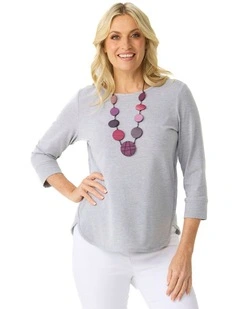 Eternity 3/4 Sleeve Top in Grey